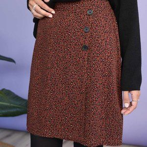 Rachel Brown Leopard Print Button-Front Skirt